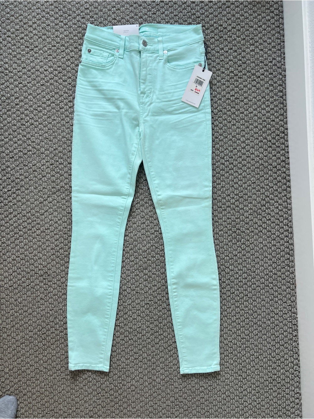 NWT Mint Green Jeans by 7 For All Mankind size 25